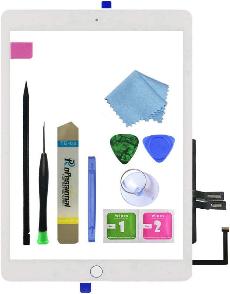 Zentop for White iPad 6 2018 6th Generation A1893 A1954 Touch Screen Digitizer Assembly Replacement with Home Button,Camera Bracket,Pre-Installed Adhesive,Tool Repair Kit - Image 1