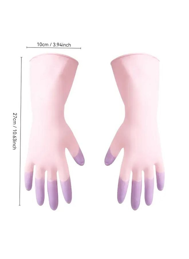 Pink PVC Single Layer Cleaning Gloves 2 Pairs L Size For Dishwashing And Sanitation - Image 4