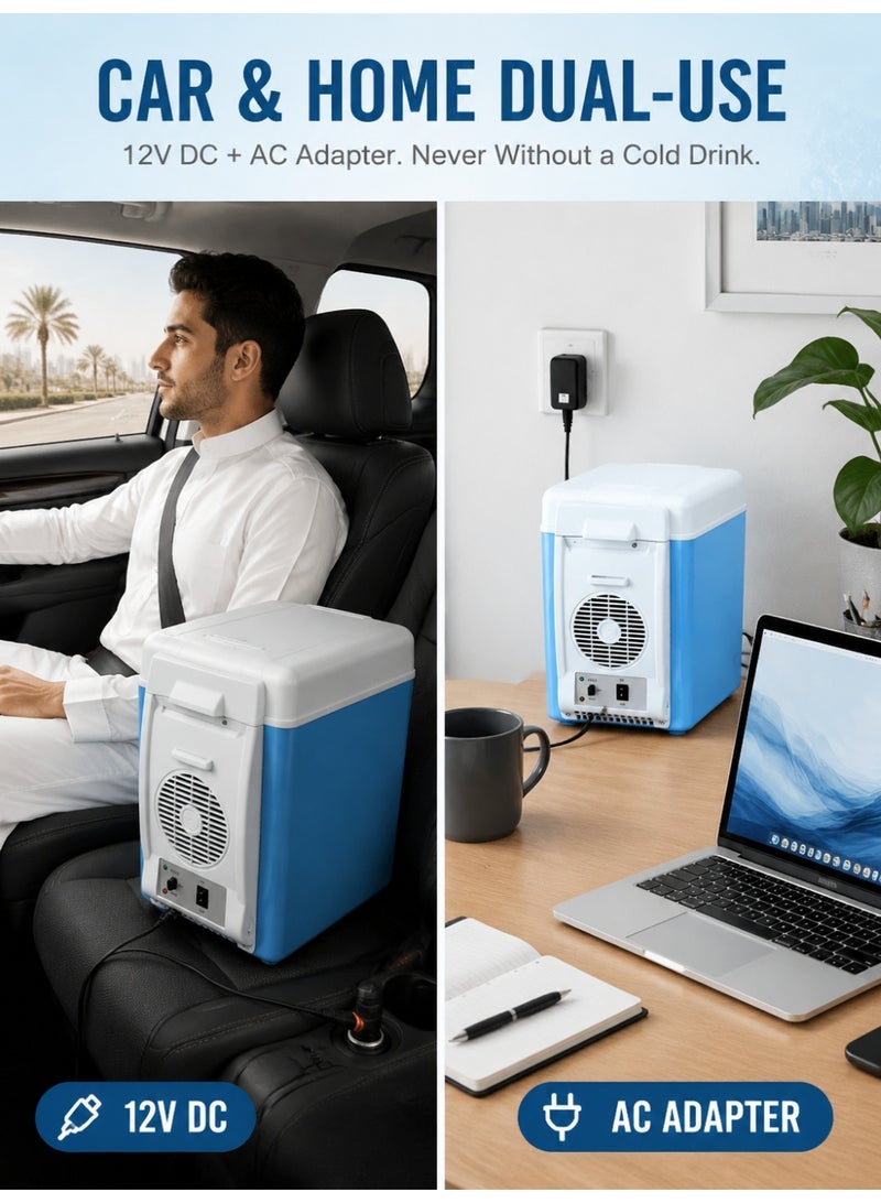 Portable car fridge, 12V DC mini fridge, 6-litre portable cool box, compact car freezer, cool blue, ideal for travel, camping and road trips. Keeps skincare products, fruit, drinks and food fresh; dual-function cooling and heating - Image 2