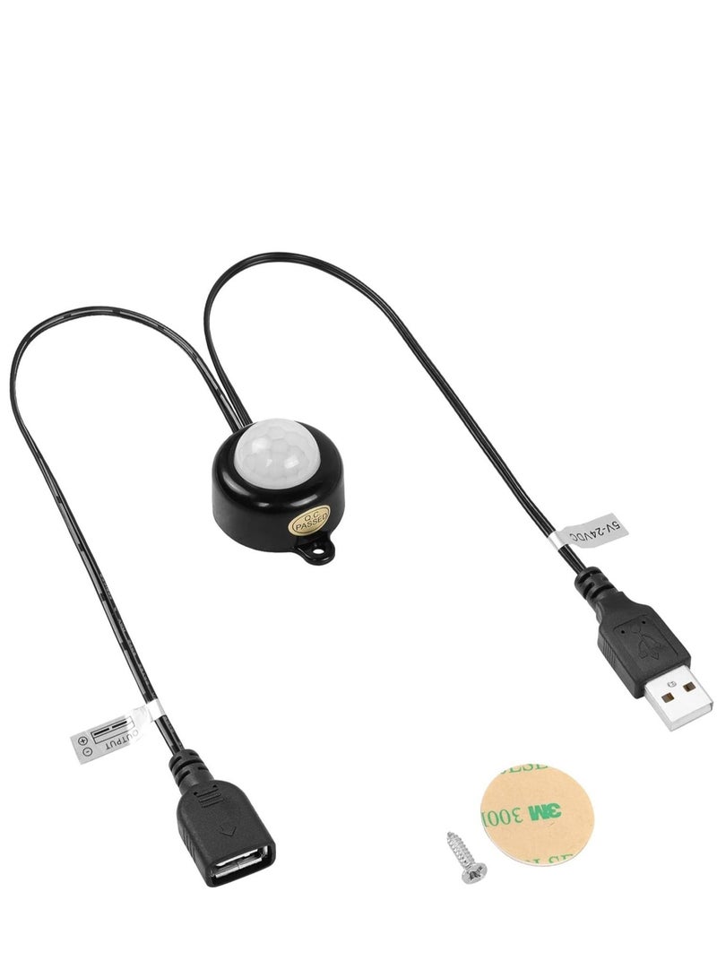 Captaintech Mini PIR Motion Sensor Switch, with USB Interface Cable 2A PIR Infrared Motion Human Body Sensor Detector Switch Light Sensor Adjustable, for LED Strip - Image 1