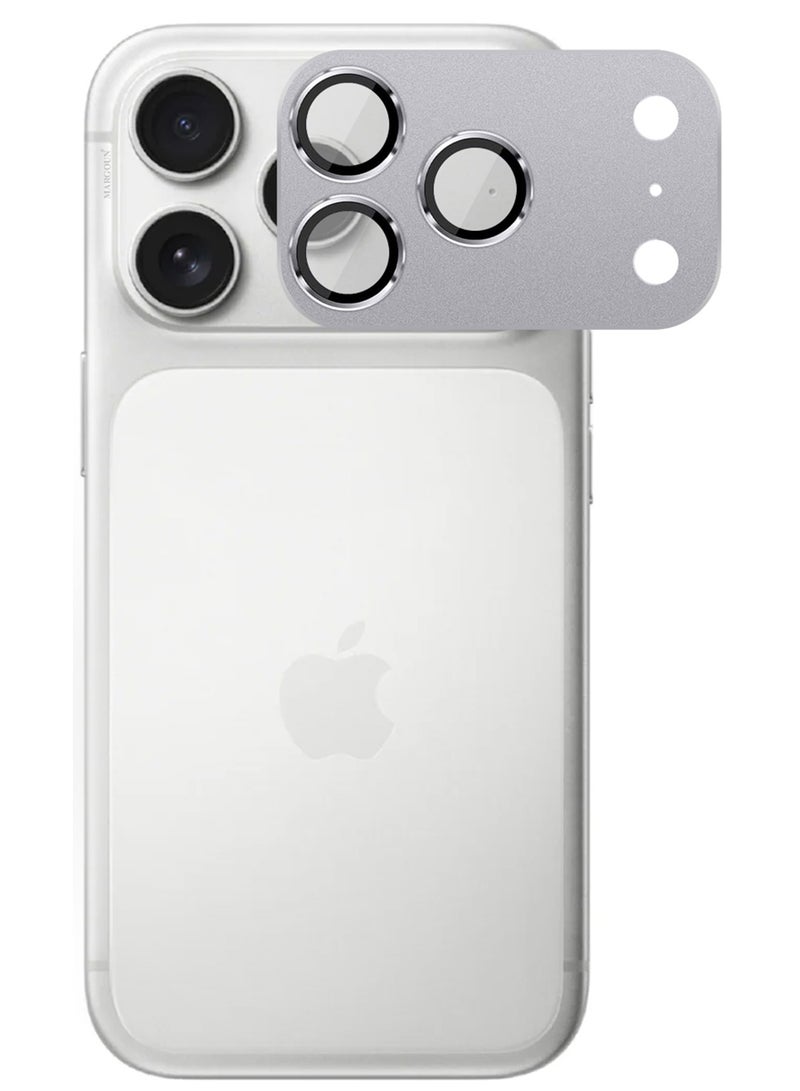 CATANES Camera Lens Protector for iPhone 15 Pro Max and 16 Pro Max - Imitates the Appearance of iPhone 17 Pro Max for a Stylish Upgrade - Silver - Image 1