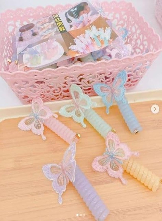 Plenteous ربطات شعر حلزونية متعددة للنساء والفتيات، ربطات شعر سلكية، ربطات شعر مطاطية، حامل ذيل حصان، ربطات شعر سلكية - قطعتان متعددتا الألوان. (فراشة جديدة) - Image 3