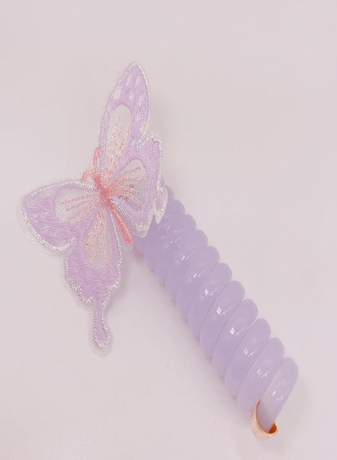 Plenteous ربطات شعر حلزونية متعددة للنساء والفتيات، ربطات شعر سلكية، ربطات شعر مطاطية، حامل ذيل حصان، ربطات شعر سلكية - قطعتان متعددتا الألوان. (فراشة جديدة) - Image 2