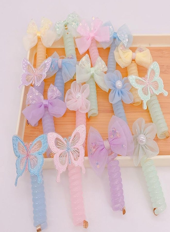 Plenteous ربطات شعر حلزونية متعددة للنساء والفتيات، ربطات شعر سلكية، ربطات شعر مطاطية، حامل ذيل حصان، ربطات شعر سلكية - قطعتان متعددتا الألوان. (فراشة جديدة) - Image 4