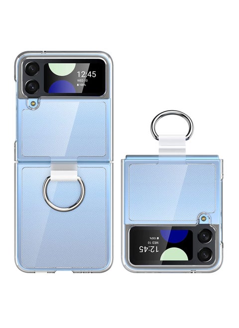 Samsung Galaxy Z Flip 4 Clear Case with Ring, Transparent All-Round for Z Flip 4 Phone Anti-Scratch Full-Body Shockproof Protective Case for Galaxy Z Flip 4 5G (2022)-Crystal Clear