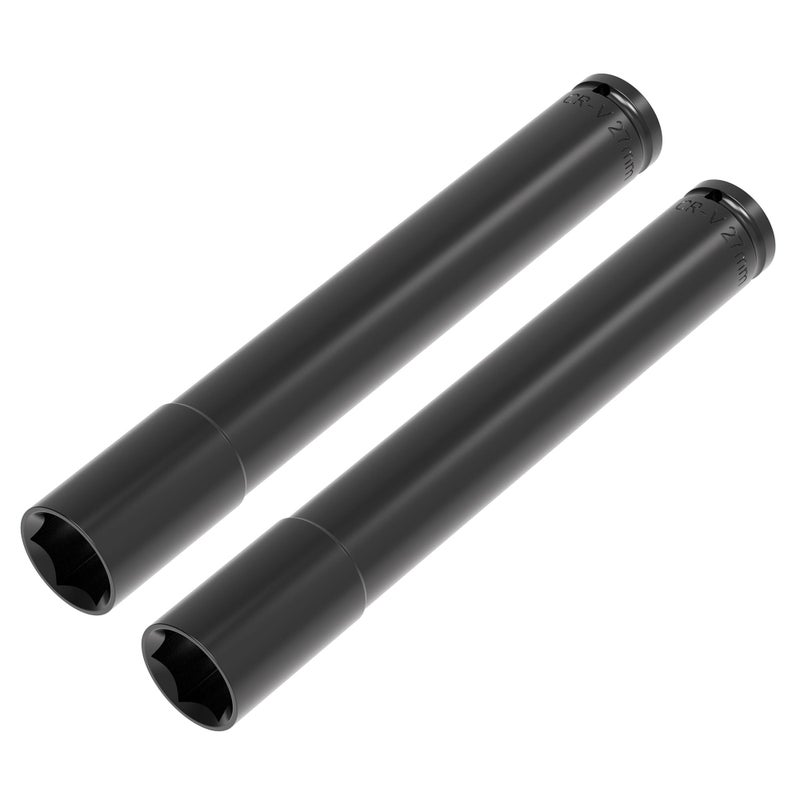 FOCMKEAS 2 Pcs 12 Inch Drive by 27mm Deep Impact Socket HeatTreated CRV Steel 8 Inch Length 6Point Metric Sizes - Image 2
