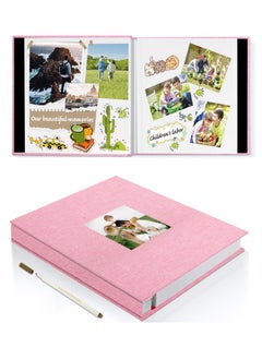 HomarKet Large Photo Album Scrapbook with Window, Linen Self Adhesive Scrapbook Album, Wedding Anniversary Birthday Valentines Day, 28cm x 27cm 40 Blank Pages Memory Book with A Metallic Pen Pink  - Image 1