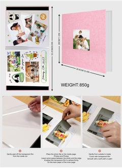 HomarKet Large Photo Album Scrapbook with Window, Linen Self Adhesive Scrapbook Album, Wedding Anniversary Birthday Valentines Day, 28cm x 27cm 40 Blank Pages Memory Book with A Metallic Pen Pink  - Image 3