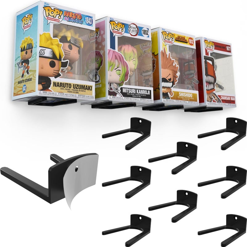 Modern JP Adhesive Display Shelf for Funko Pop Boxes (8-Pack) â€“ Clean Mount for Funko Pop Display â€“ Easy Adhesive Install â€“ Box-Safe, No-Drill Setup â€“ Black - Image 1