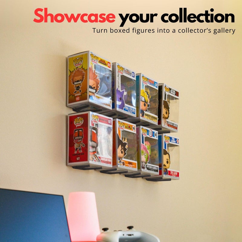 Modern JP Adhesive Display Shelf for Funko Pop Boxes (8-Pack) â€“ Clean Mount for Funko Pop Display â€“ Easy Adhesive Install â€“ Box-Safe, No-Drill Setup â€“ Black - Image 2
