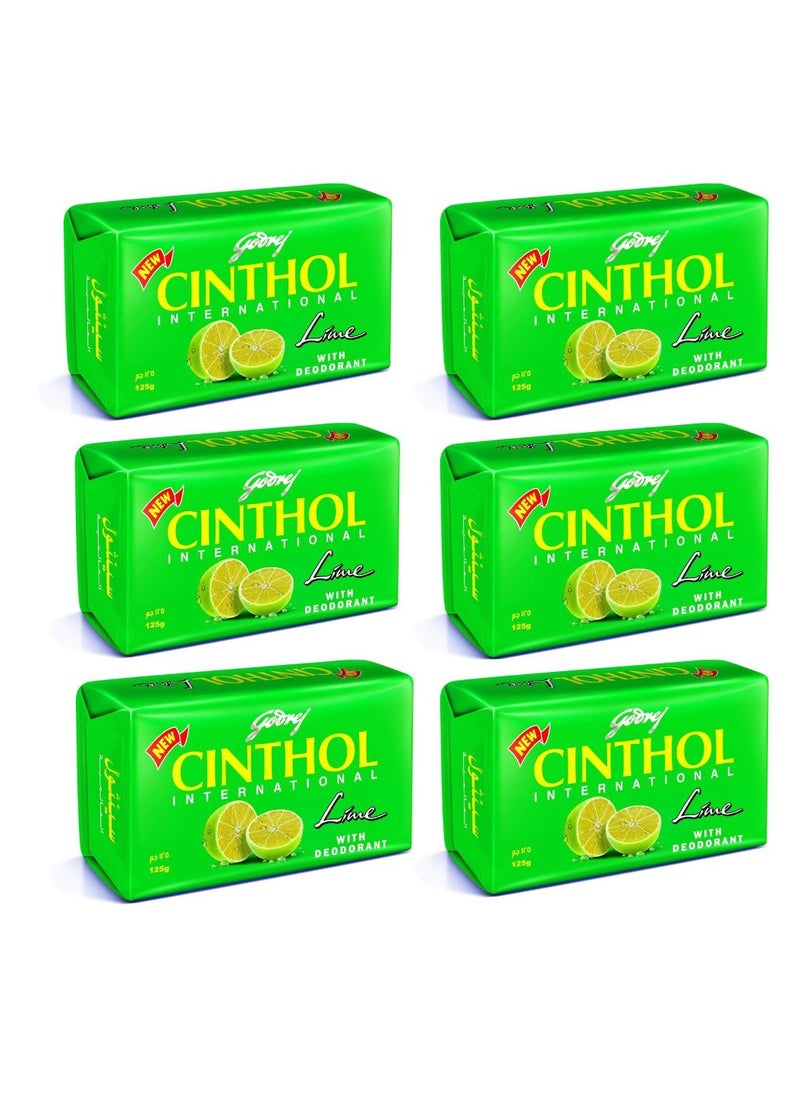 Cinthol - Cinthol Lime Bath Soap Germ Protection, 125g (Pack of 6) - Image 1