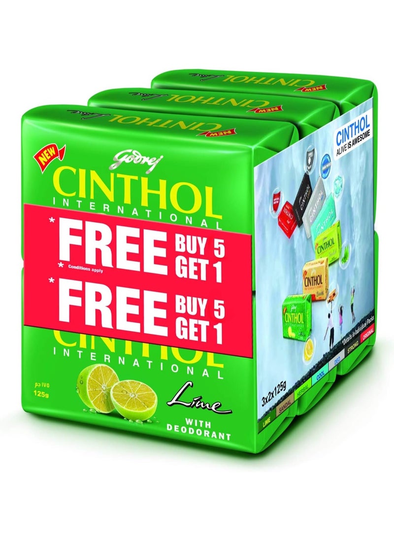 Cinthol - Cinthol Lime Bath Soap Germ Protection, 125g (Pack of 6) - Image 1