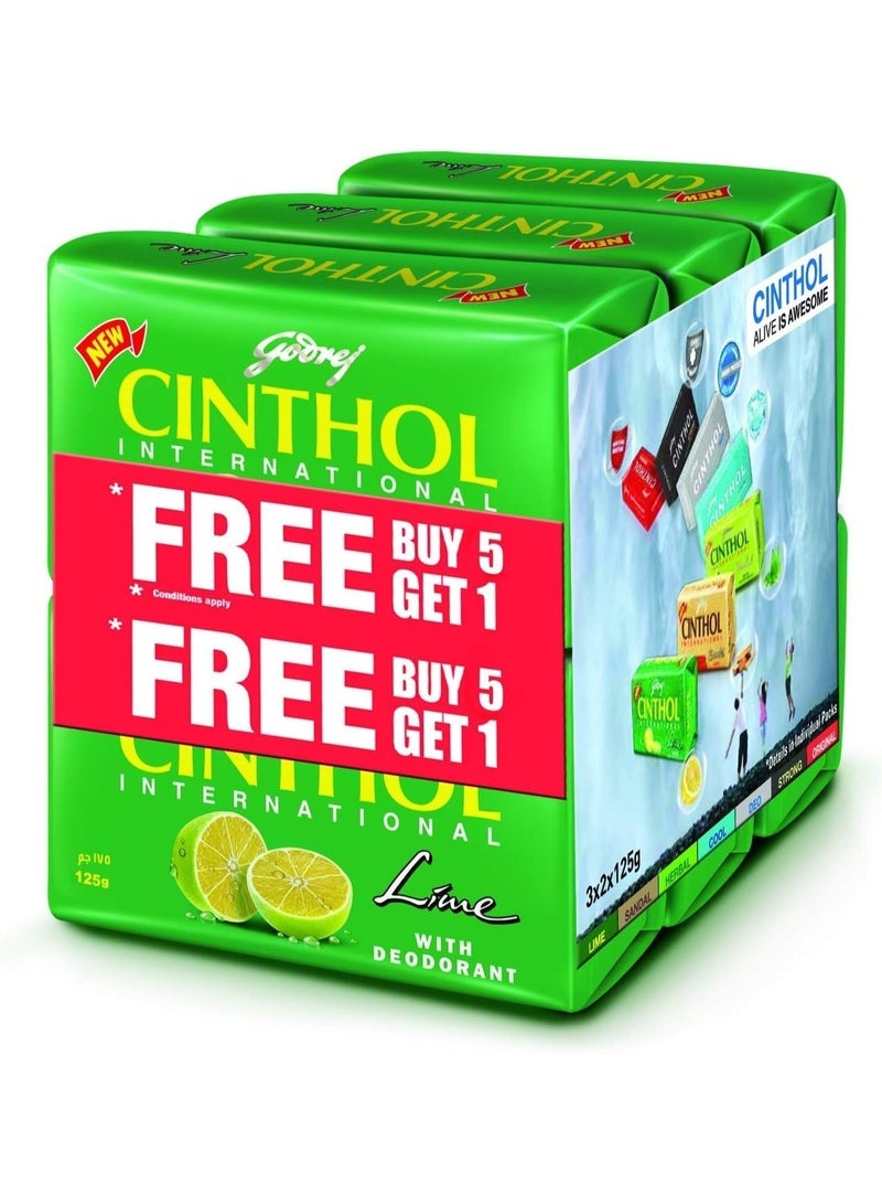 Cinthol Lime Bath Soap Germ Protection, 125g (Pack of 6) - Image 3