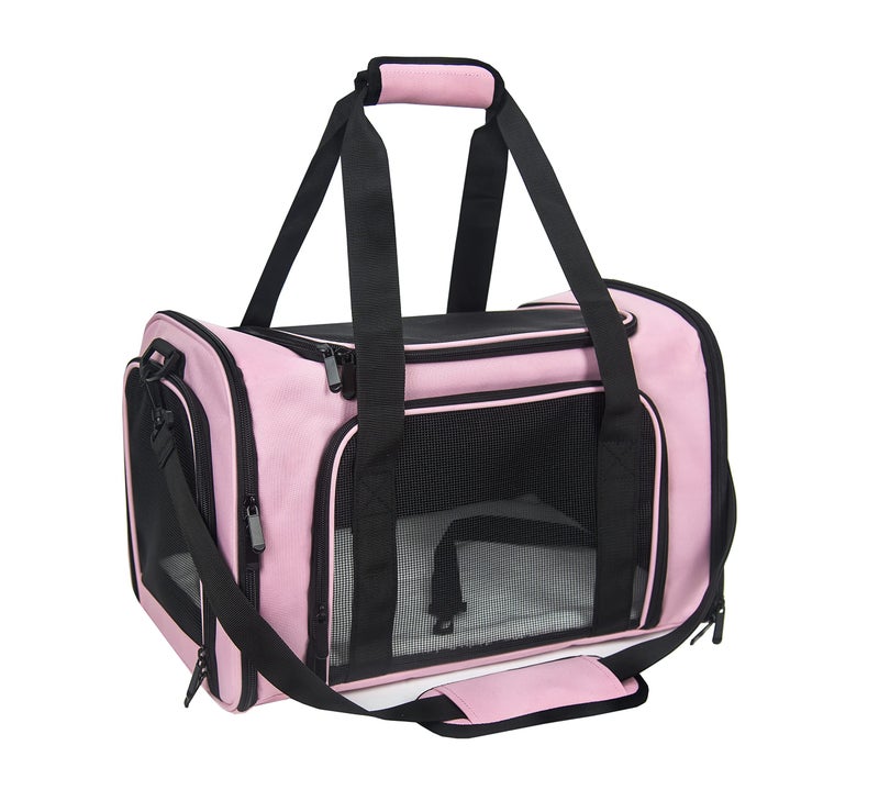NextFri Soft Sided Carrier for Small Medium Cats Dogs,TSA Airline Approved Collapsible Travel Pet Carrier Medium Pink - Image 1