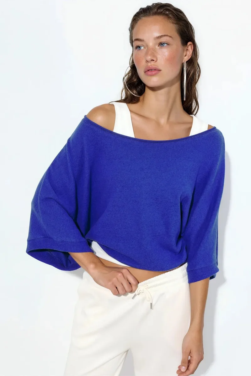 BUSEM Women's Ribbed Crew Neck Jumper
