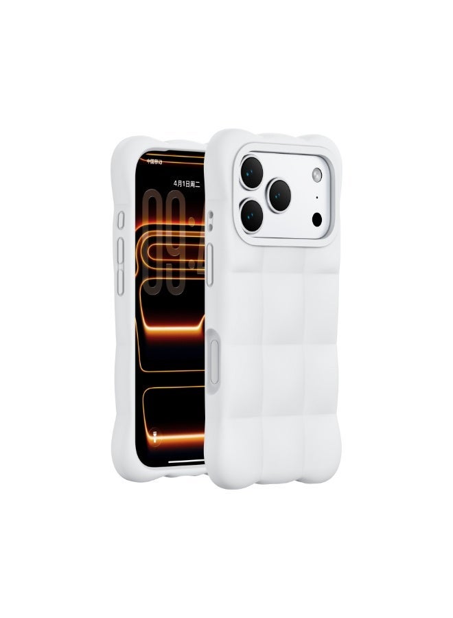 3D Grid Liquid Silicone Phone Case for iPhone 17 Pro Max / 17 Pro, Flocking Lining Anti-Fingerprint Shockproof Solid Color Cover - Image 1