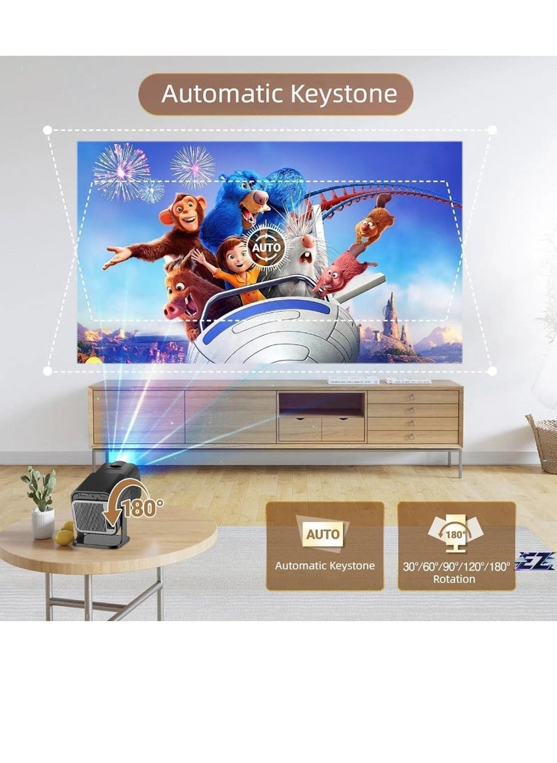 ELTRAZONE Mini 4K Native 1080P Smart Projector – Android TV 11.0, WiFi & Bluetooth, Auto Keystone, 10000 Lumens, 180-Degree Rotation, Short Throw – Ultimate Home Theater Experience, Compact & Portable for Movie Nights  - Image 2
