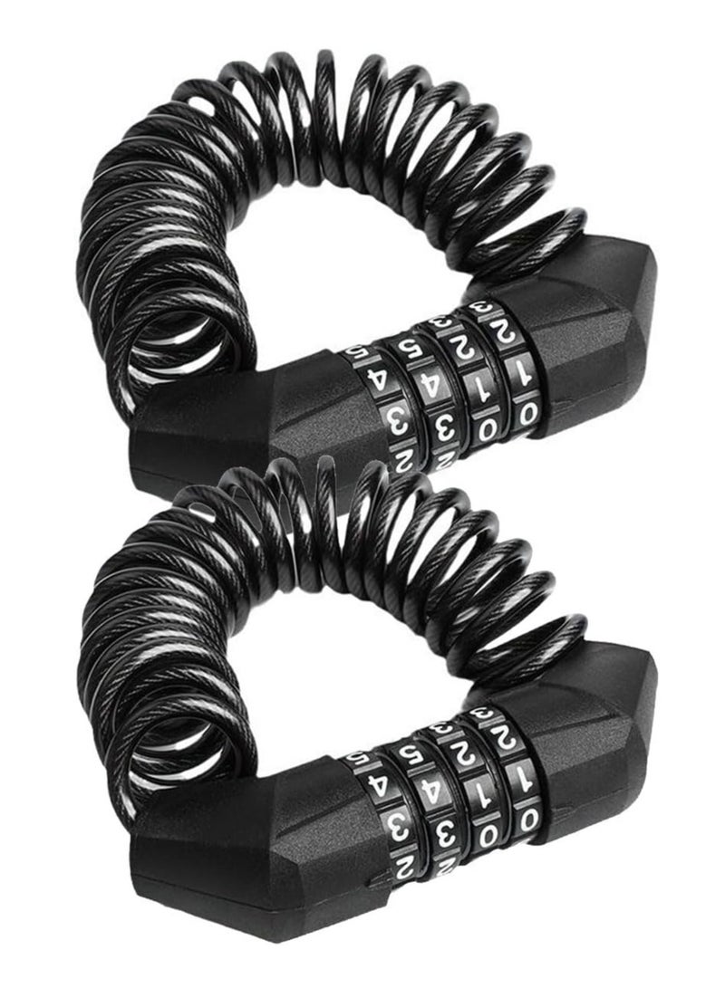ECVV 2Pcs Bike Cable Lock 1.4M, 4 Digit Combination Anti Theft Bicycle Chain Lock, Security Coiling Resettable Bicycle Locks For Scooters, Door, Gate, Fence Motorcycle Helmet - Image 1
