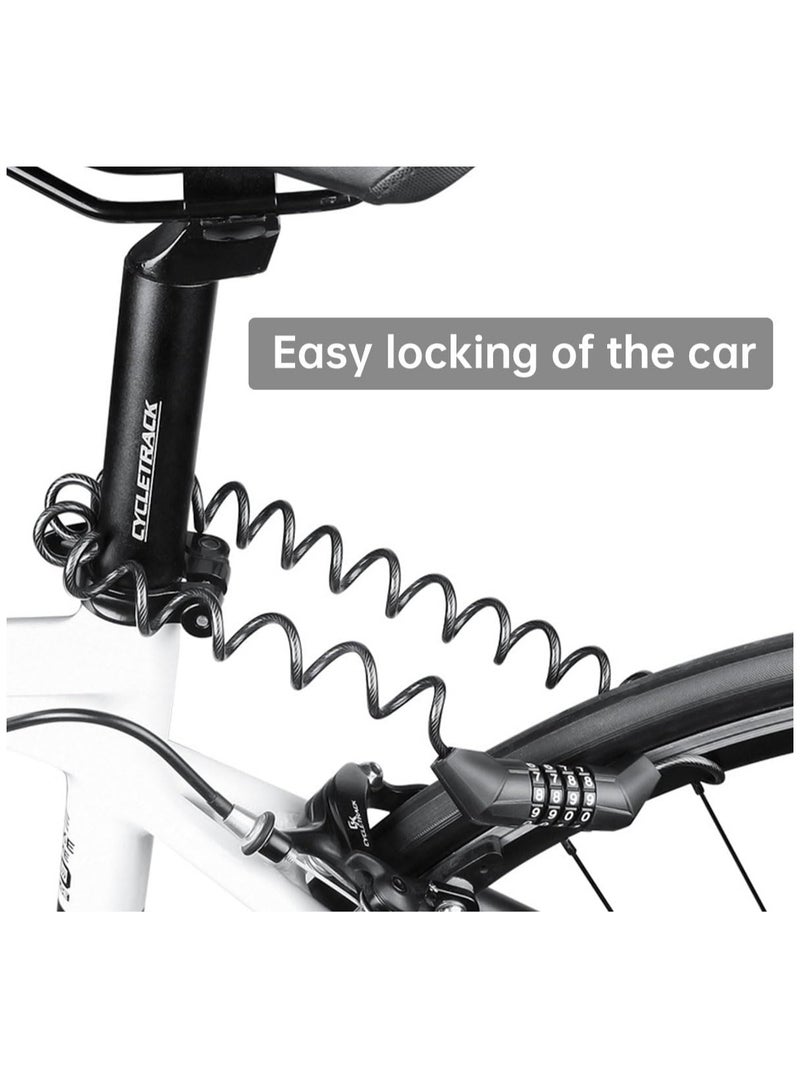ECVV 2Pcs Bike Cable Lock 1.4M, 4 Digit Combination Anti Theft Bicycle Chain Lock, Security Coiling Resettable Bicycle Locks For Scooters, Door, Gate, Fence Motorcycle Helmet - Image 2