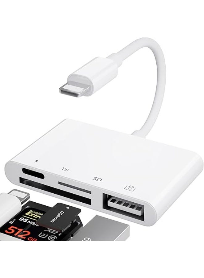 4-in-1 Lightning Card Reader – SD/TF Card and USB Adapter for iPhone and iPad  - Image 1