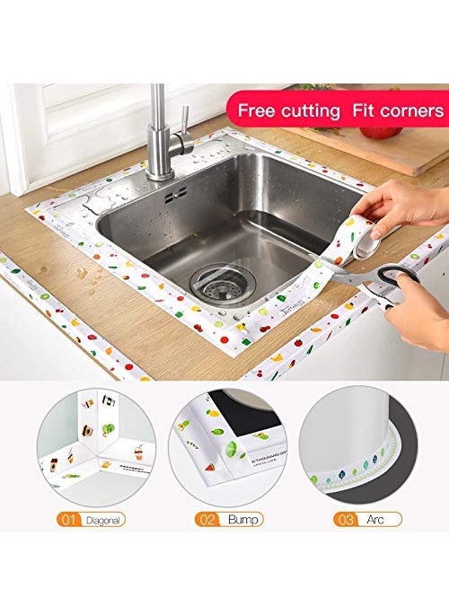 mamohalu Mamohalu Oil Proof Caulk Tape Strip PVC Self Adhesive Caulking Sealing Tape for Kitchen Sink Platform Toilet Bathroom Shower and Bathtub  - Image 4