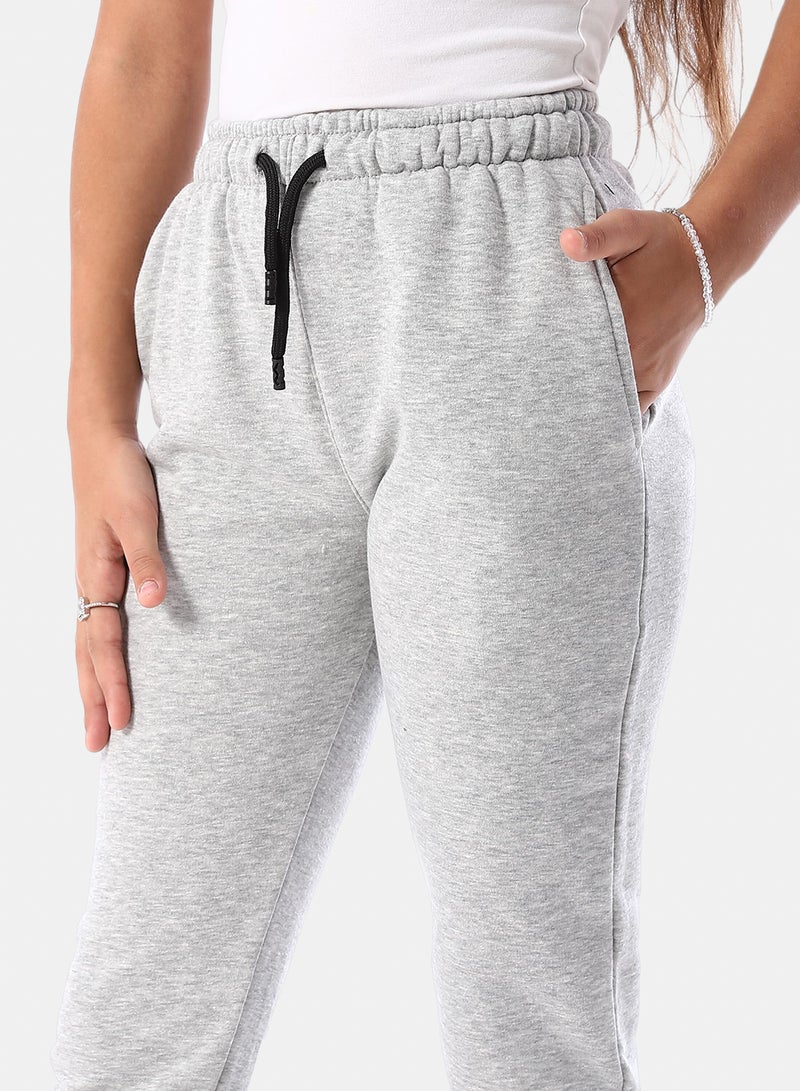 Andora Slash Pockets Cotton Girls' Pants - Smoke Grey - Image 4
