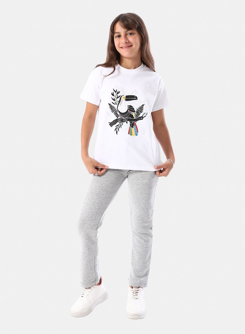 Andora Slash Pockets Cotton Girls' Pants - Smoke Grey - Image 5
