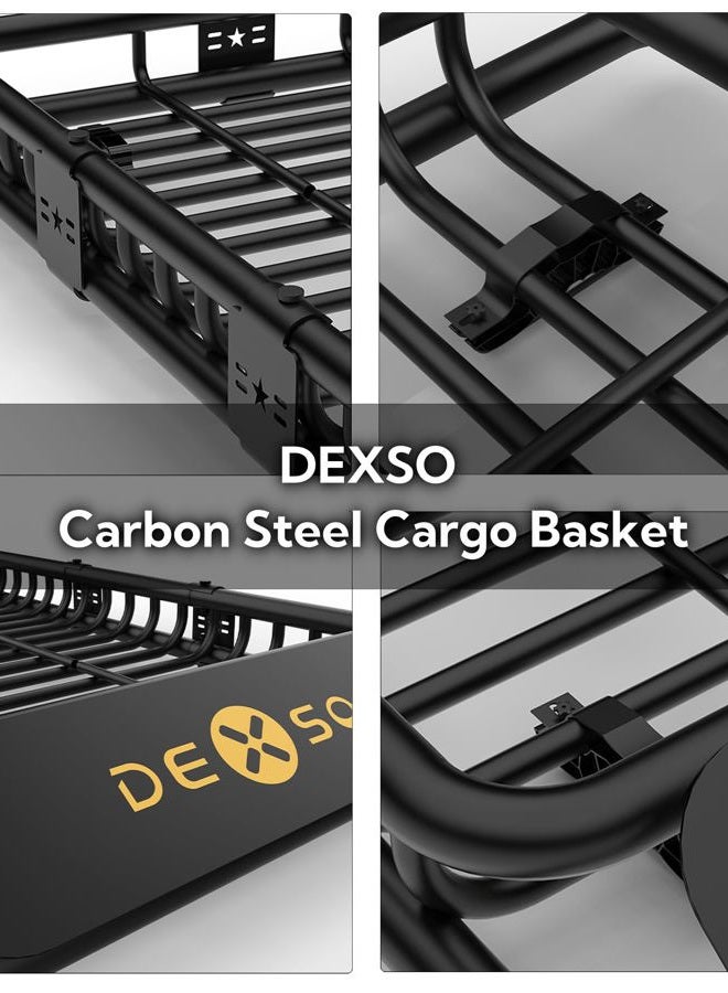 DEXSO Universal Roof Rack Basket, 51" x 36" Rooftop Cargo Carrier Basket, 200 Lbs Capacity Car Cargo Rack, Heavy Duty Luggage Rack for SUVs, Trucks, Vehicles - Image 2