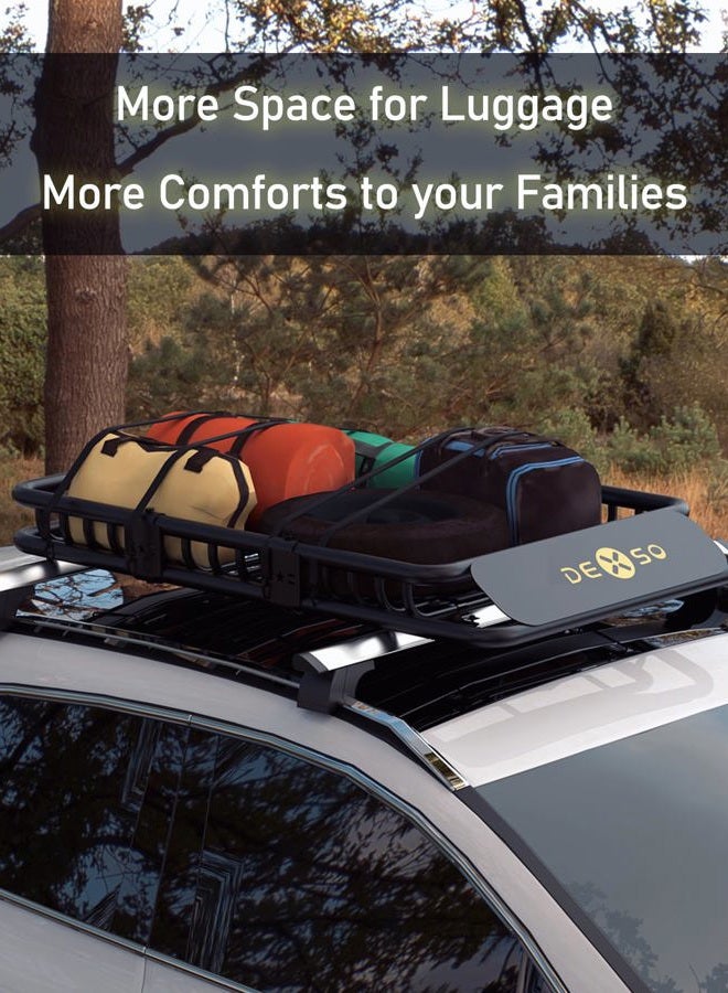 DEXSO Universal Roof Rack Basket, 51" x 36" Rooftop Cargo Carrier Basket, 200 Lbs Capacity Car Cargo Rack, Heavy Duty Luggage Rack for SUVs, Trucks, Vehicles - Image 3
