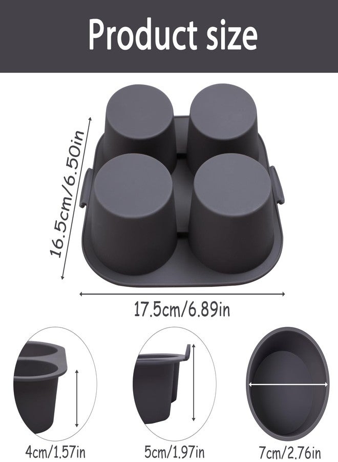 Fchil Silicone Muffin Tray for Air Fryer 1Pcs, 4-Cups Nonstick Muffin Pans with Carrying Handle, Silicone Cake Pans for Baking Cupcakes Pudding Dessert Quiches Tart, Grey - Image 2