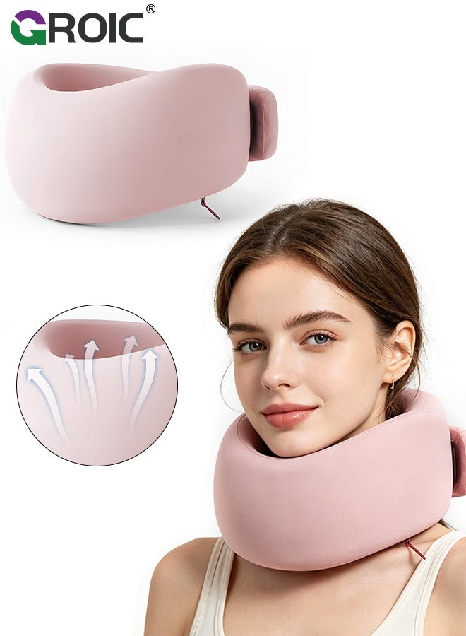 GROIC Ergonomic Neck Support Brace – Neck Brace Posture Corrector for Forward Head & Neck Pain Relief, Breathable Cotton Neck Stretcher for Office, Travel & Daily Use (Pink) - Image 1