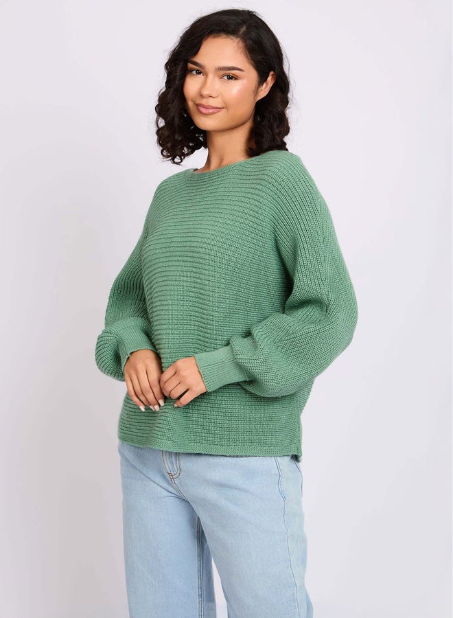 Premoda Women Pullover  Oversize Cropped Green  - Image 3