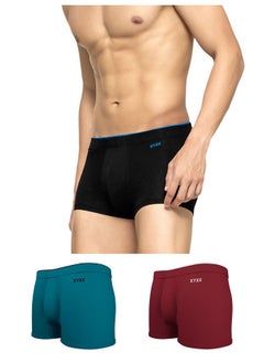 XYXX Modal Stretch Solid (Pack of 3) (Uno Trunks for Men Pack of Three_Maroon+Teal Blue+Black_L)
