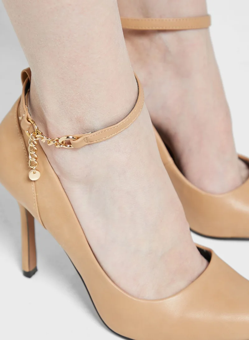 ONLY Ankle Strap Mid Heel Pumps