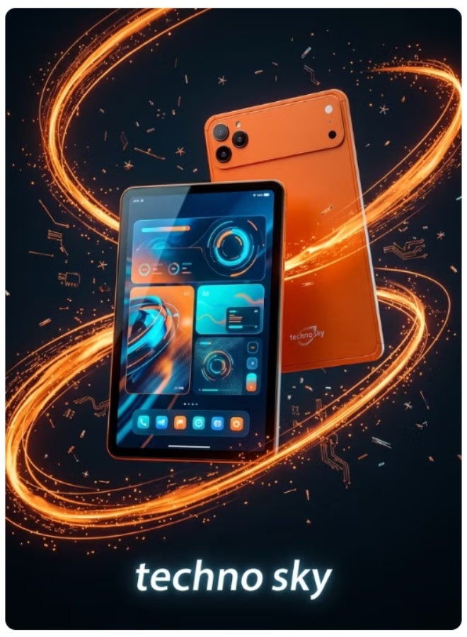  تكنو سكاي تابلت تكنو سكاي TB17 Pro Max شاشة IPS 10.1 بوصة سعة تخزين 1 تيرابايت برتقالي - Image 3