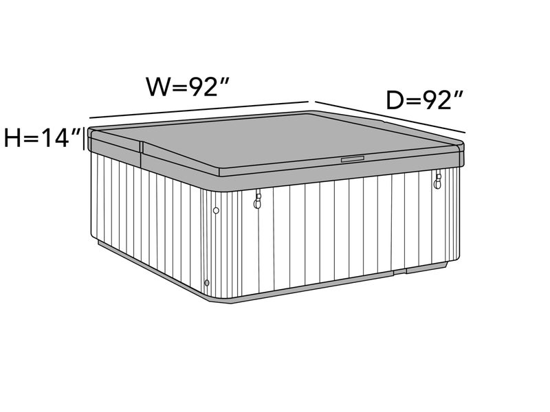 Covermates Classic Square Hot Tub Cover - All-Weather Water-Resistant Spa Protector - Durable 12-Gauge Vinyl Heavy-Duty Outdoor Spool Shield with Elastic Hem, 92W x 92D x 14H, Black - Image 2