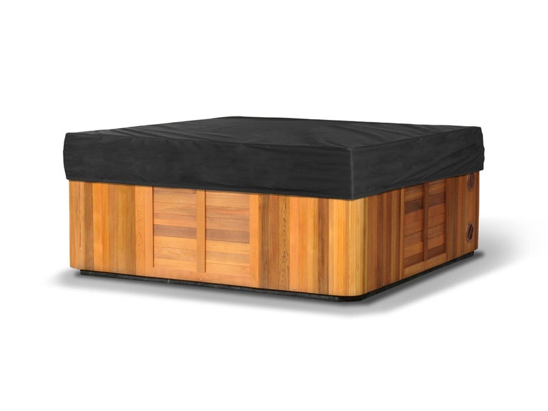 Covermates Classic Square Hot Tub Cover - All-Weather Water-Resistant Spa Protector - Durable 12-Gauge Vinyl Heavy-Duty Outdoor Spool Shield with Elastic Hem, 92W x 92D x 14H, Black - Image 1