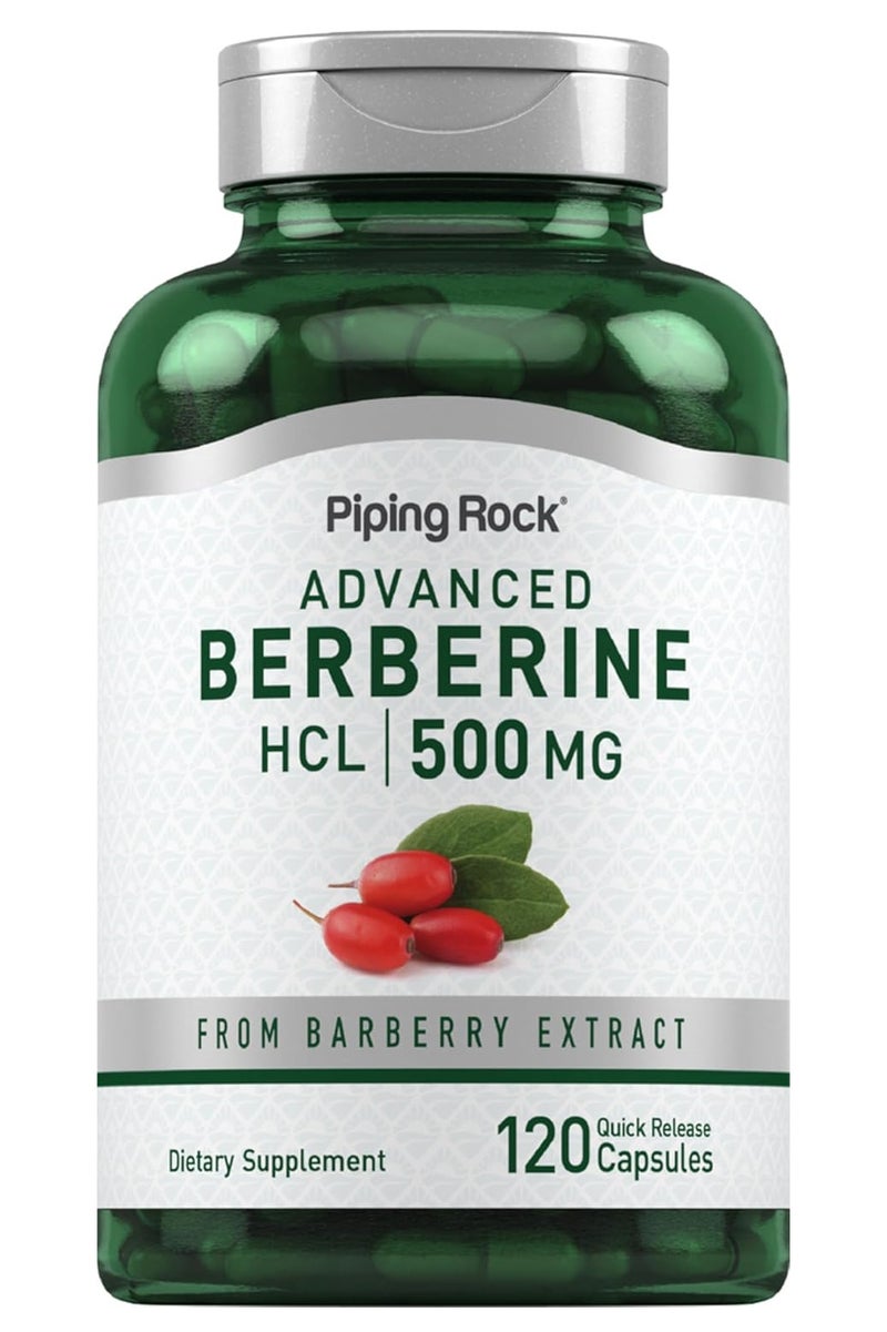 Piping Rock Berberine HCL Supplement | 500mg | 120 Capsules | Barberry Extract | Non-GMO, Gluten Free