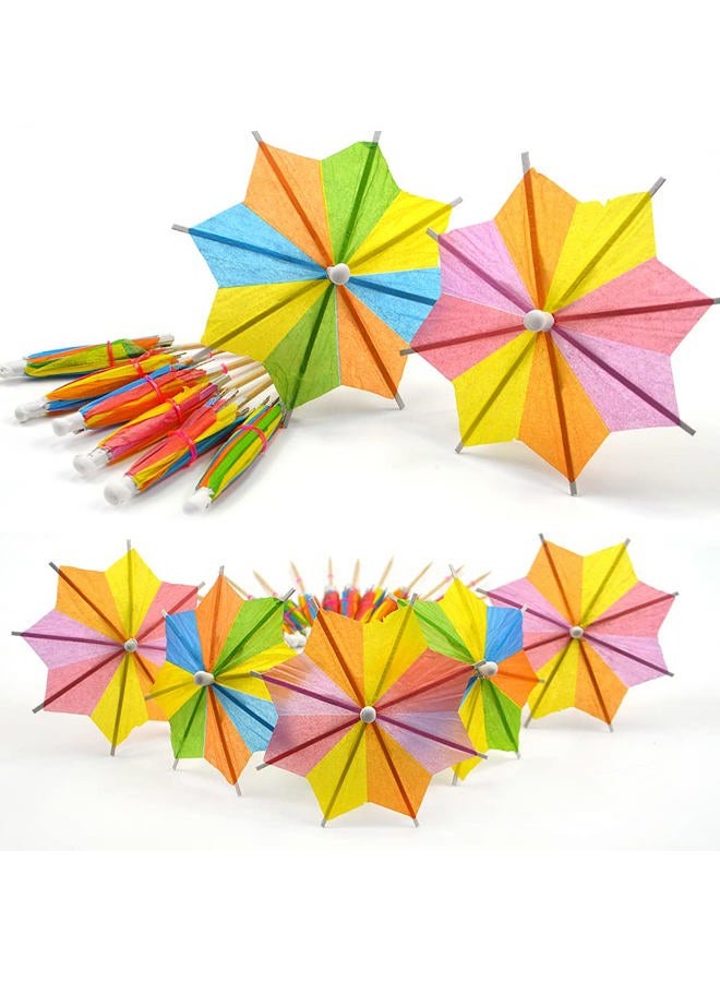 Bilipala 50 PCS Colorful Paper Umbrellas, Cocktail Parasol Picks, Cupcake Toppers Picks - Image 2