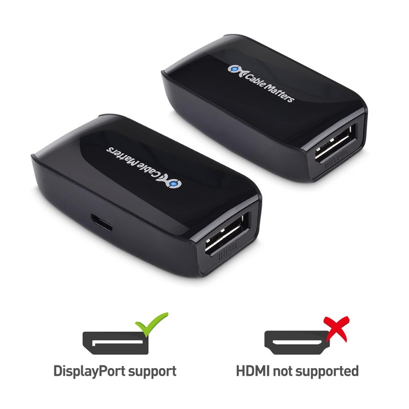 Cable Matters Active DisplayPort Repeater, Support 4K@240Hz up to 32ft, 4K@60Hz up to 80ft, (DisplayPort 1.4 Repeater, DisplayPort Signal Booster, DisplayPort Amplifier) for VR Headset, Gaming Monitor - Image 2