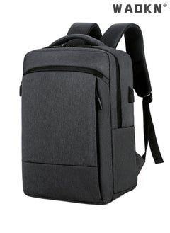 WAOKN Casual Breathable Large Capacity Oxford School Bag Travel Laptop Backpack Business Rucksack with USB Charging Port Men College School Bag Work Travel Flight Business 15.6" Laptop Dark Grey  - Image 1