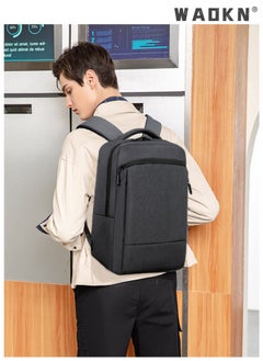 WAOKN Casual Breathable Large Capacity Oxford School Bag Travel Laptop Backpack Business Rucksack with USB Charging Port Men College School Bag Work Travel Flight Business 15.6" Laptop Dark Grey  - Image 2