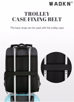 WAOKN Casual Breathable Large Capacity Oxford School Bag Travel Laptop Backpack Business Rucksack with USB Charging Port Men College School Bag Work Travel Flight Business 15.6" Laptop Dark Grey  - Image 4