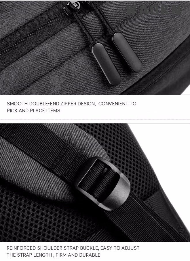 WAOKN - Casual Breathable Large Capacity Oxford School Bag Travel Laptop Backpack Business Rucksack with USB Charging Port Men College School Bag Work Travel Flight Business 15.6" Laptop Dark Grey - Image 1