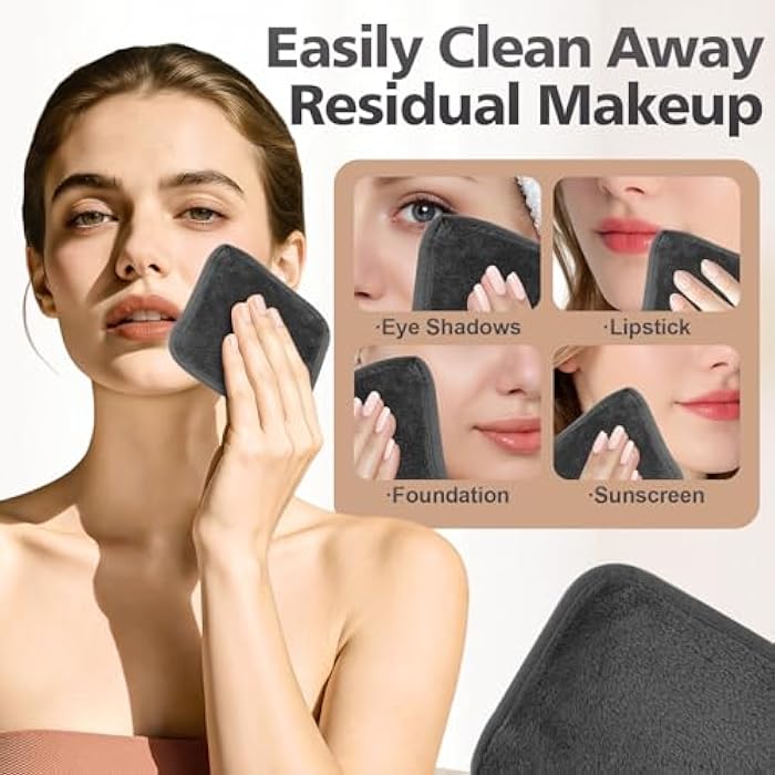 INFICRIME Makeup Remover Cloth, Ultra Soft and Reusable Microfiber Makeup Remover Towels for All Skin Types, Remove Instantly Dirt with Just Water, 6" x 6" Inch, 12 Pack, Grey - Image 3