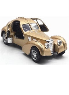 die cast 1:28 Scale Pullback Diecast Bugatti 1936 Metal Antique Classic Model Cars With Light & Sound - Collectible Toy Gifts (Gold)  - Image 4