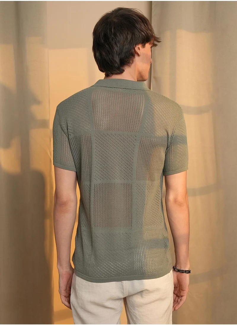 كامبوس سوترا Graph-Textured Polo T-Shirt