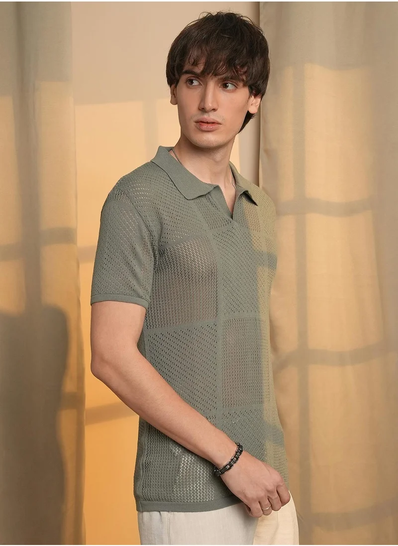 كامبوس سوترا Graph-Textured Polo T-Shirt