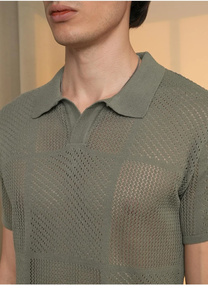 كامبوس سوترا Graph-Textured Polo T-Shirt