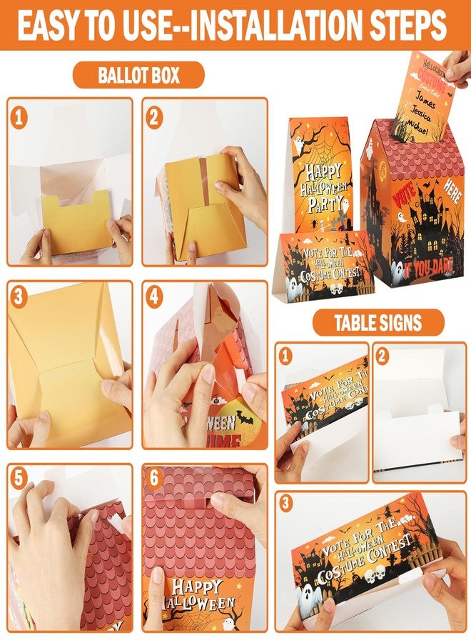 gisgfim 74Pcs Halloween Costume Contest Ballot Box Voting Box with Slot, 64 Voting Ballots Card 7 Winner Certificates 2 Table Signs kit for Halloween Costume Vote Awards Dress up Game Party Decoration - Image 3